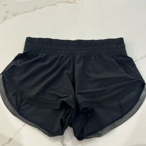 lulu lemon black shorts with mesh on bottom